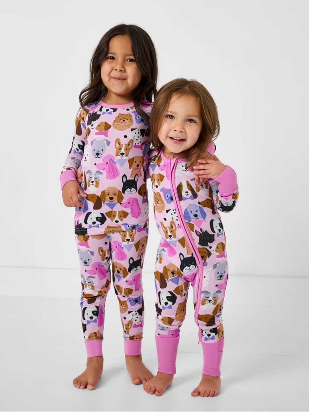 Little Sleepies Pink Puppy Print Kids One-Piece